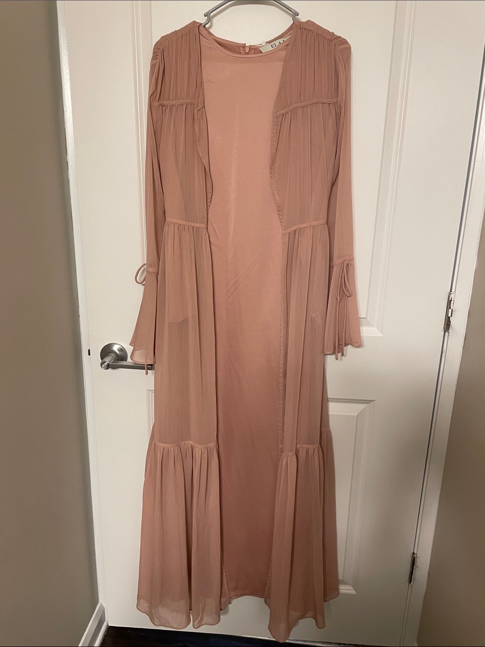 Elaa the label  Dusty Rose Maxi Dress with Sheer Overlay